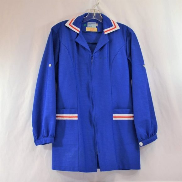 Dresses & Skirts - Vintage Trade Coat  or Dress Blue with White and Red Stripes Zip Up